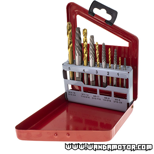 Reverse thread bolt remover set